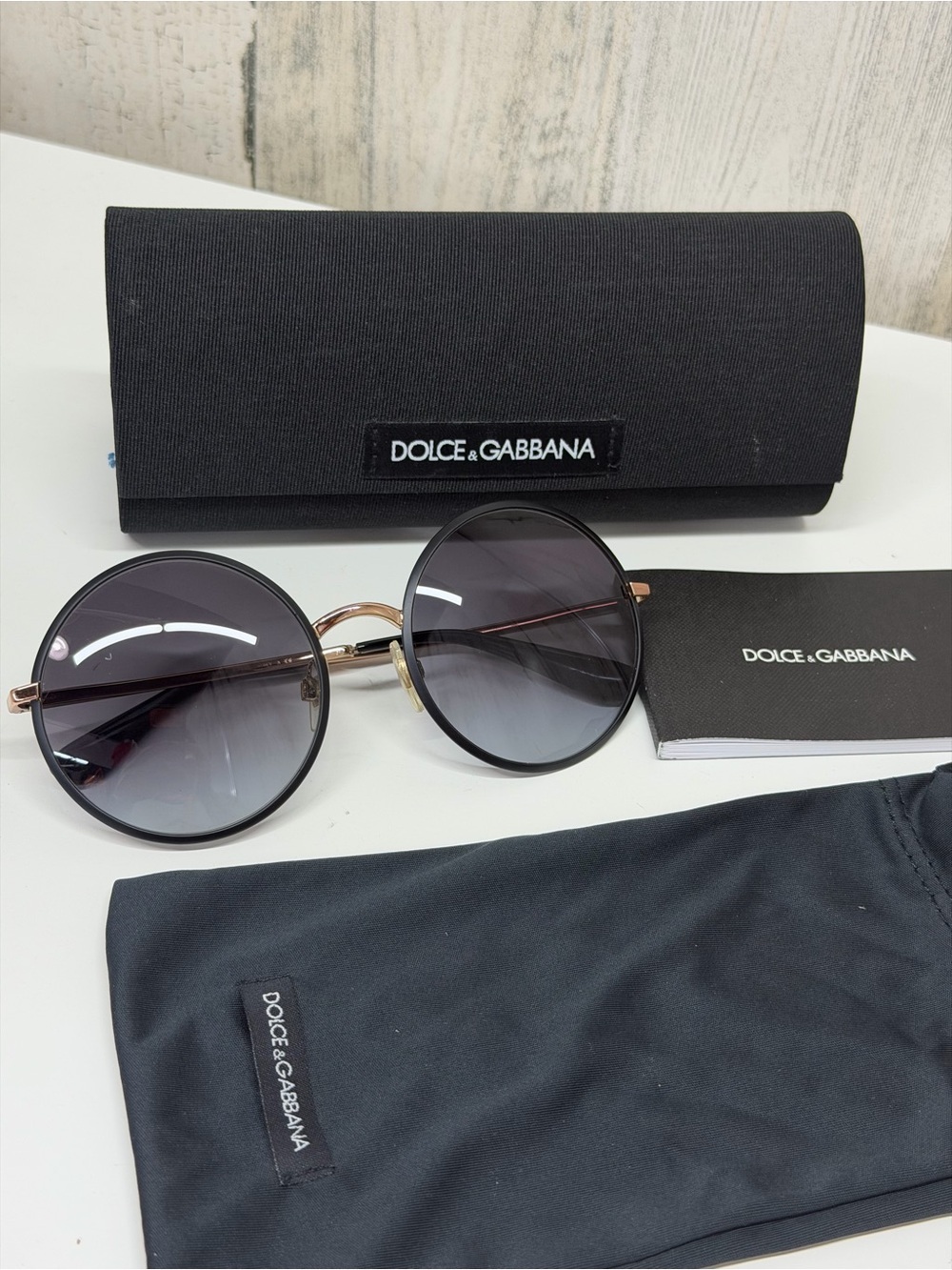 Dolce & Gabbana Black Round Gradient Sunglasses